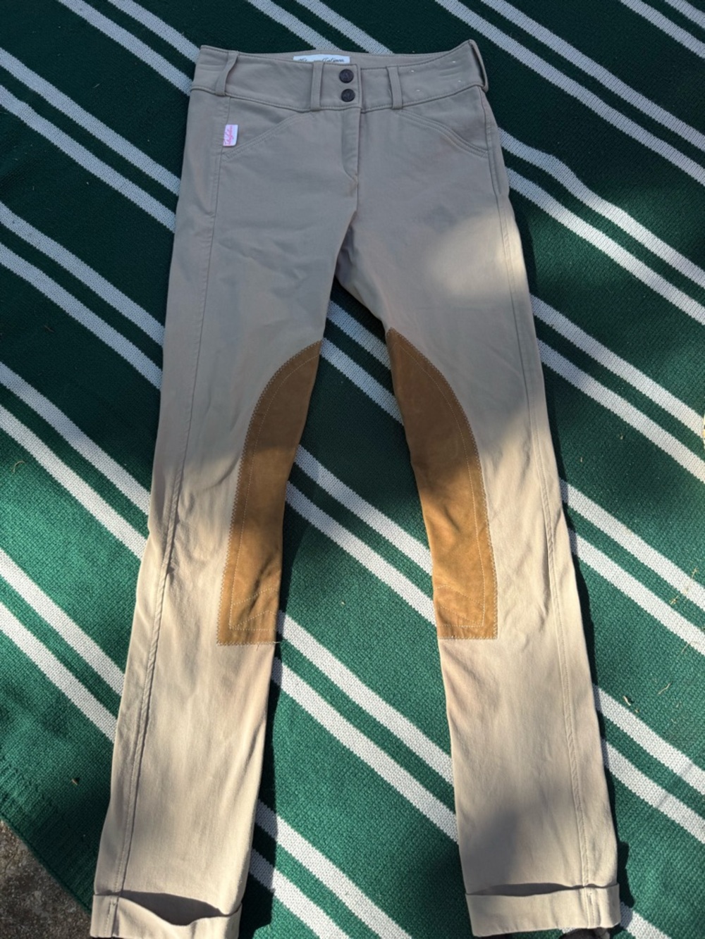 The Tailored Sportsman Khaki Breeches with Brown Knee Patches